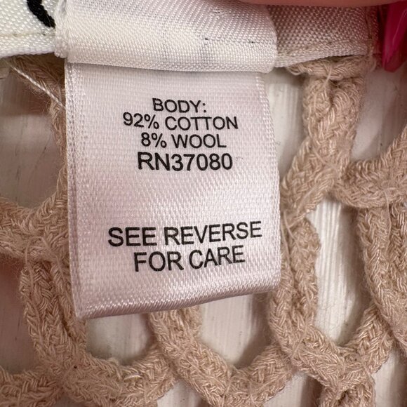 Crochet Fringe Tank Top By Cato Beige Cotton Wool Blend M - Picture 2 of 5